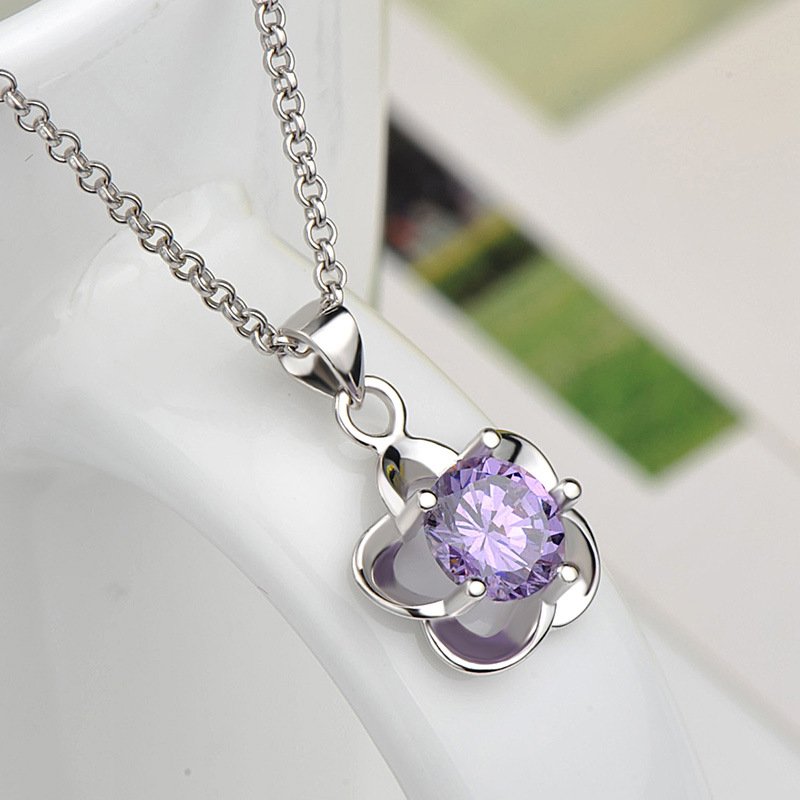 Fashion Pendant Alice Clavicle Necklace Plum Flower Pendant Women's Silver Single Pendant Jewelry