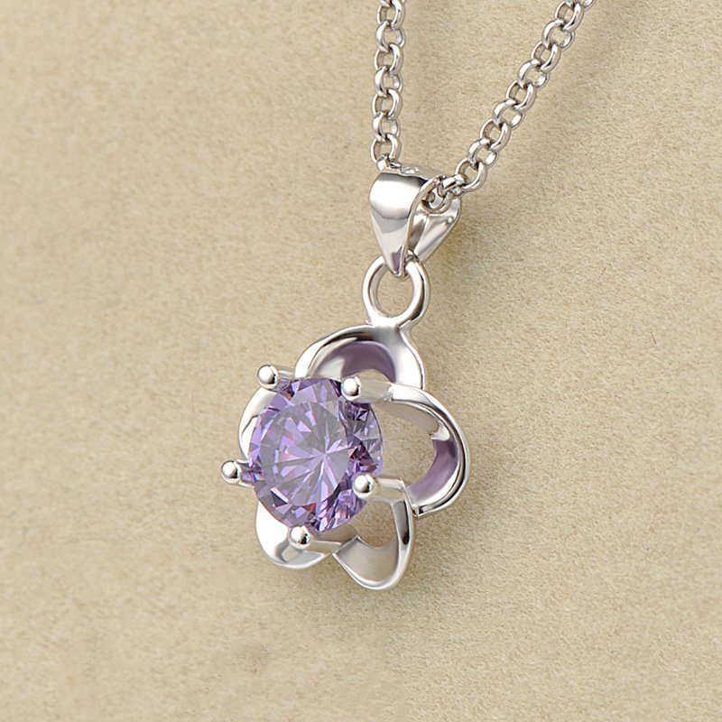 Fashion Pendant Alice Clavicle Necklace Plum Flower Pendant Women's Silver Single Pendant Jewelry