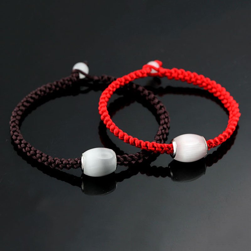 Lovers bracelets for men and women pink and white opal jewelry 925 silver red string bracelet for men and women