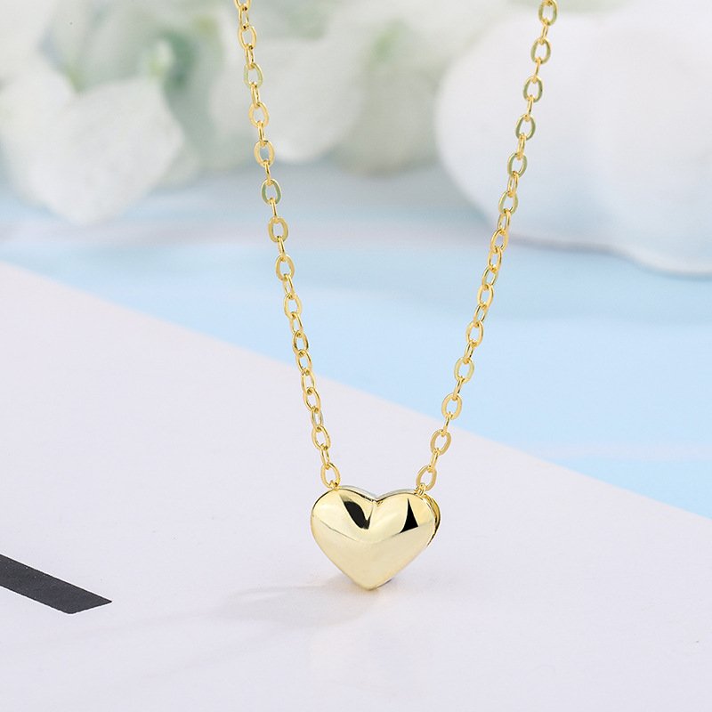 S999 sterling silver love necklace female autumn and winter trend simple fashion student heart-shaped clavicle chain