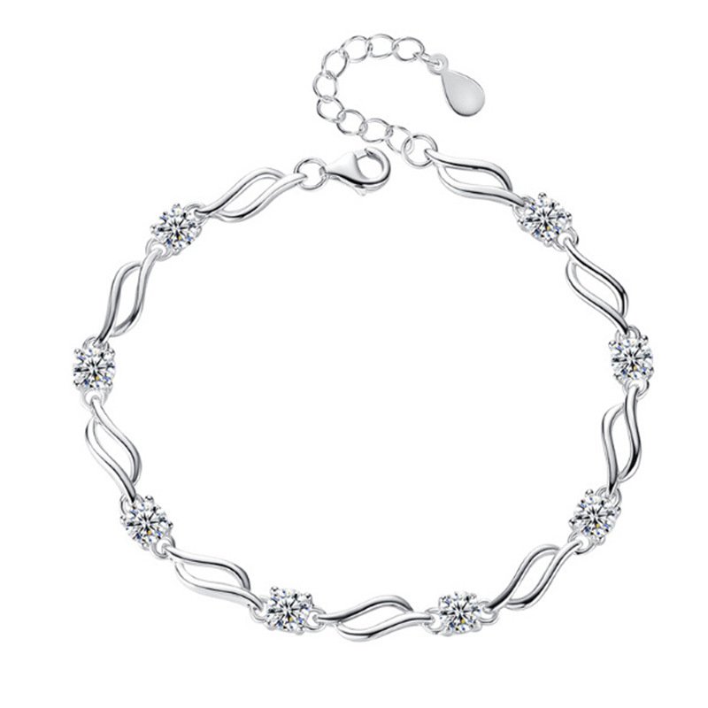 Simple diamond-studded silver bracelet female student hand jewelry jewelry jewelry