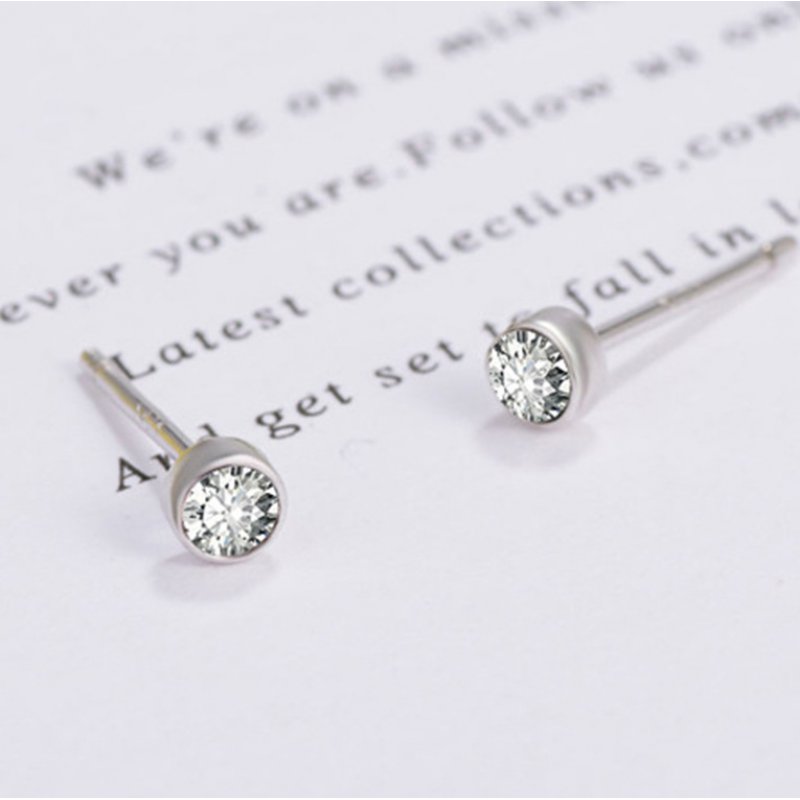 Small round diamond earrings women's temperament, simple and fashionable edging round ear jewelry, mini diamond earrings