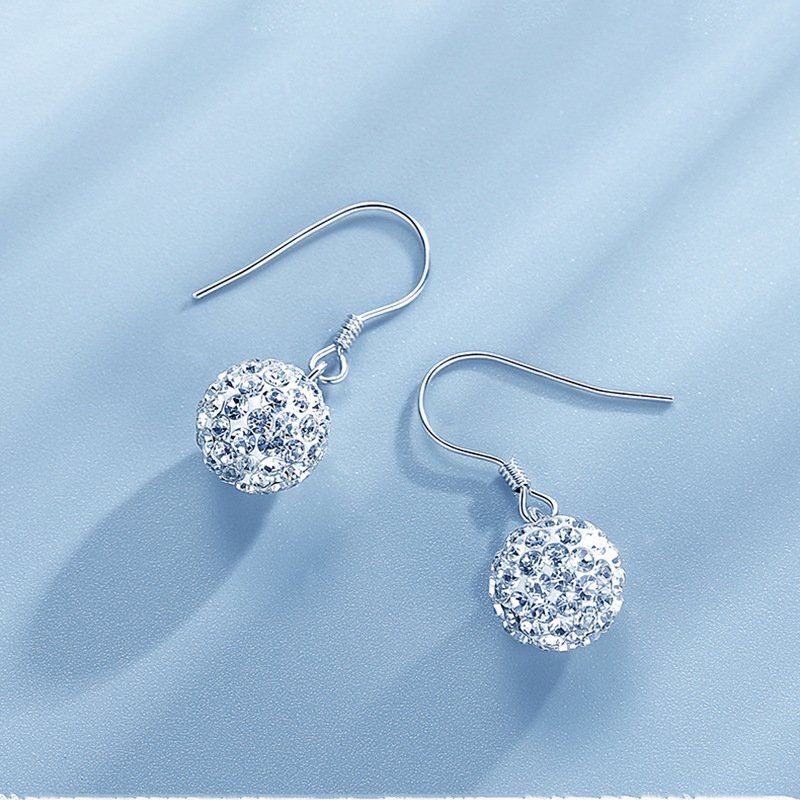 Shambhala earrings 925 silver fashion full diamond personality earrings rhinestone ball ear jewelry