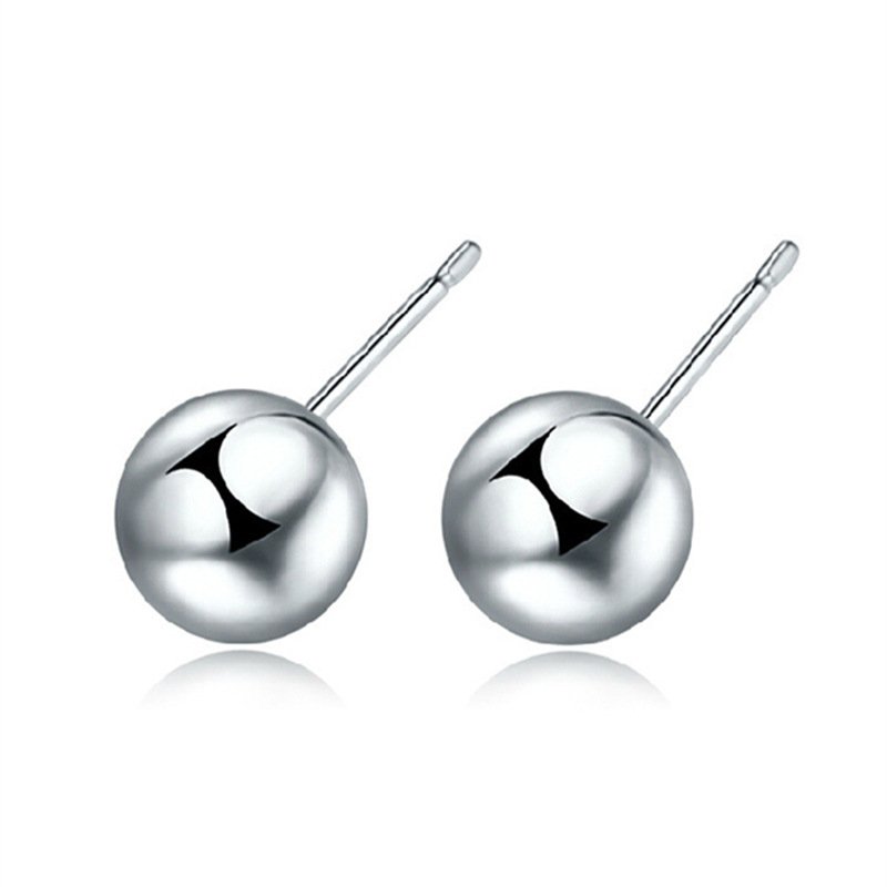 925 white stud earrings, ball big head studs for girls, simple studs, fashion silver jewelry earrings