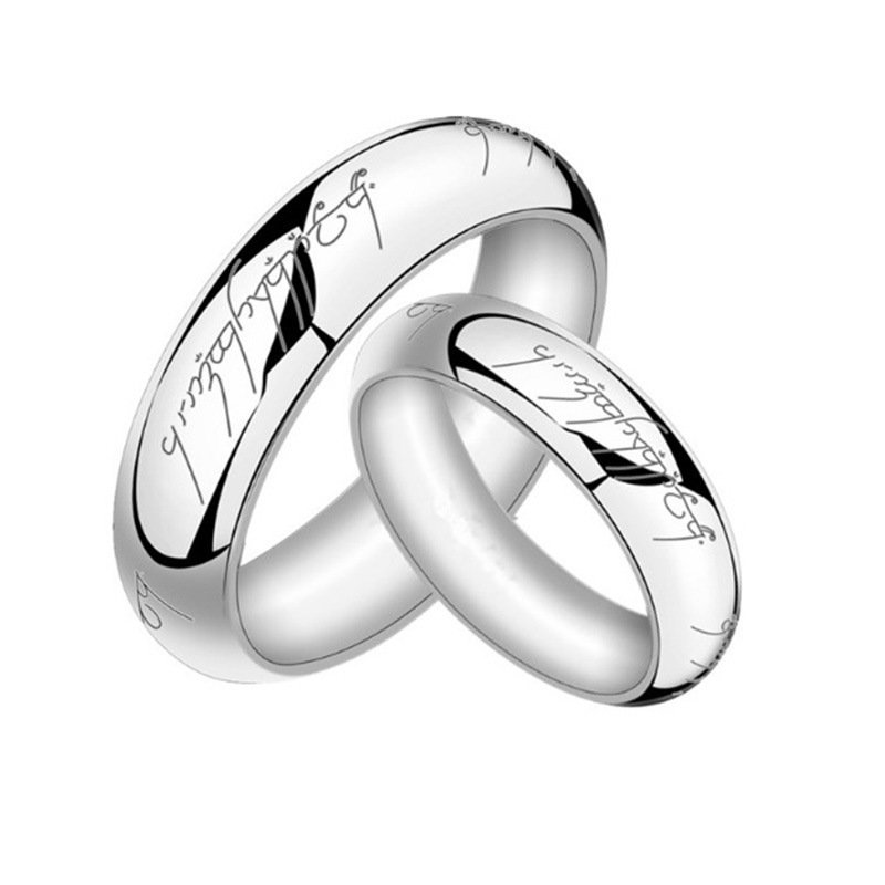 Fashion Domineering Big Lord of the Rings Couple Rings Cupronickel Silver Men's and Women's Ring